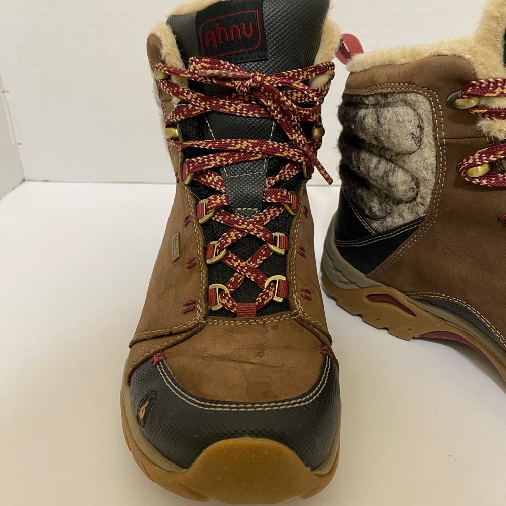 Ahnu Montara Hiking Boots Womens 8.5 Brown Burgundy Waterproof Vibram Insulated - Picture 7 of 7